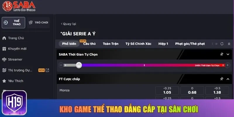 Kho game thể thao đẳng cấp tại sân chơi