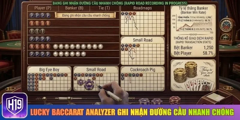 Lucky Baccarat Analyzer ghi nhận đường cầu nhanh chóng